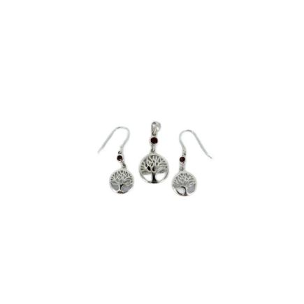 Garnet Tree of Life 925 Charm Set