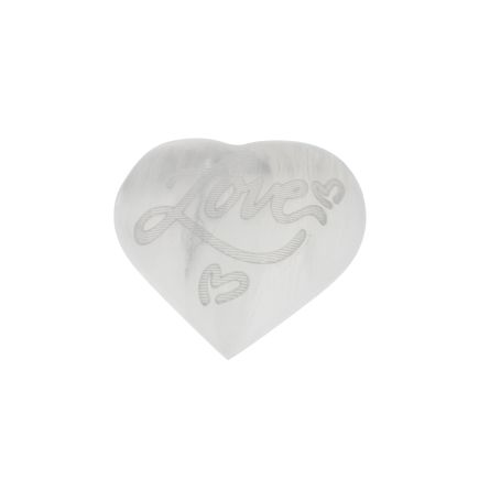 Selenite Heart Etched Love