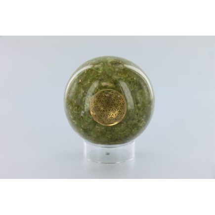 Peridot Flower Of Life Orgone Sphere
