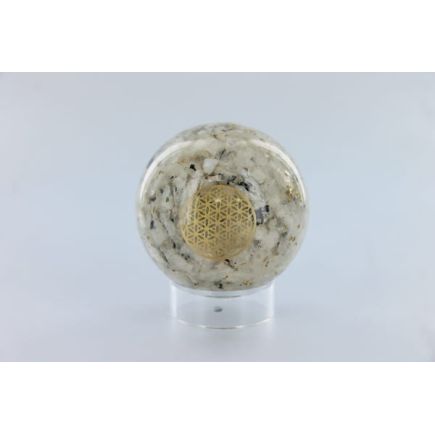 Rainbow Moonstone Flower Of Life Orgone Sphere