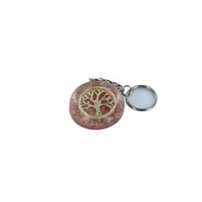 Tree Of Life Rose Quartz Orgone Keyring