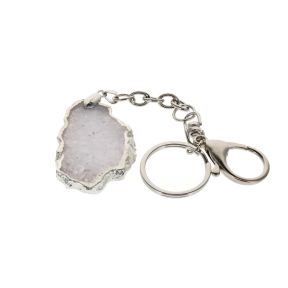 Natural Agate Slice Keyring with Silver Edge