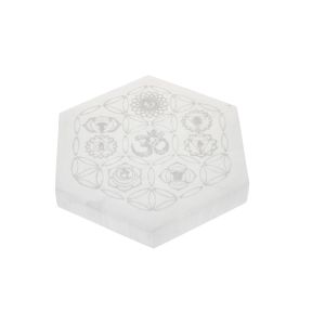 Selenite Hexagon Slice Chakra OM