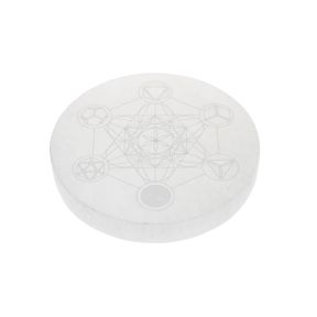 Selenite Round Slice Metatron & OM