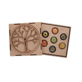 Engraved Chakra Disc Set in a Tree Of Life Symbol Presentation Box