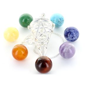 Chakra Sphere and Pentagram Cone Pendulum Set