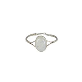 Rainbow Moonstone Silver Adjustable Bangle