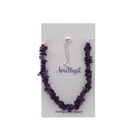 Amethyst Stone Chip Sterling Silver Bracelet