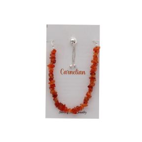 Carnelian Stone Chip Sterling Silver Bracelet