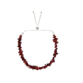 Garnet Stone Chip Sterling Silver Bracelet