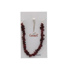 Garnet Stone Chip Sterling Silver Bracelet