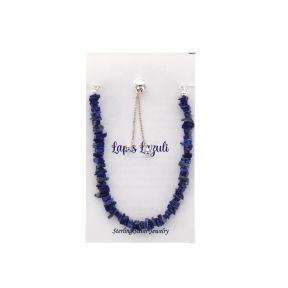 Lapis Lazuli Stone Chip Sterling Silver Bracelet