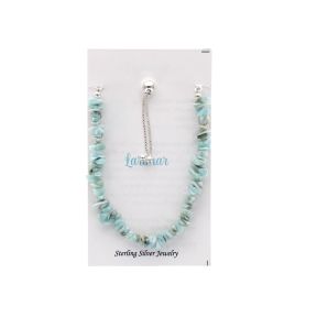 Larimar Stone Chip Sterling Silver Bracelet