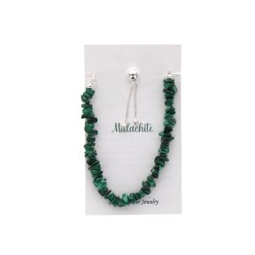 Malachite Stone Chip Sterling Silver Bracelet