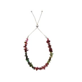 Mixed Tourmaline Stone Chip Sterling Silver Bracelet