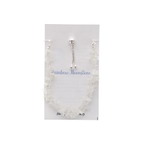 Rainbow Moonstone Chip Sterling Silver Bracelet