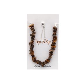 Tiger Eye Stone Chip Sterling Silver Bracelet