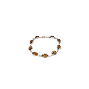 Amber Teardrop Double Mounted Silver Bracelet