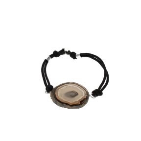 Natural Agate Slice Cord Slider Bracelet
