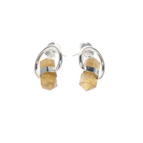 Citrine Double Point Circle Stud Earring