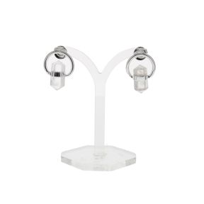 Smokey Quartz Double Point Circle Earring