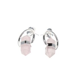 Rose Quartz Double Point Circle Stud Earring