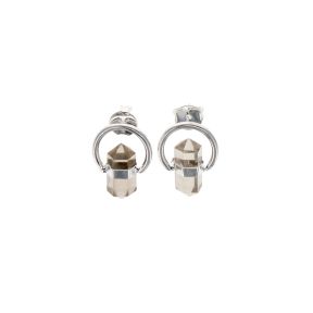 Smokey Quartz Double Point Circle Earring