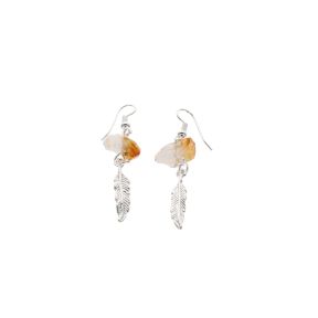 Citrine Rough Point Feather Earrings