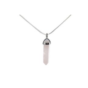 Rose Quartz Double Point Silver Pendant