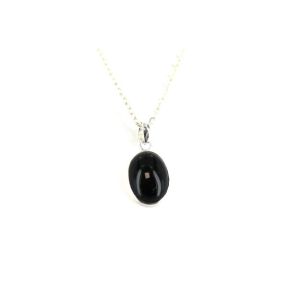Onyx Oval Cabochon Silver Pendant