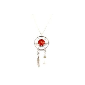 Carnelian Dream Catcher Silver Pendant