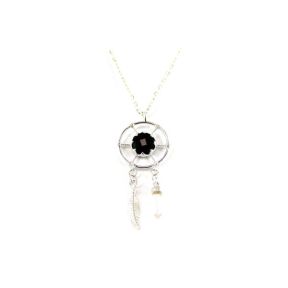 Obsidian Dream Catcher Silver Pendant