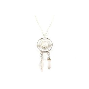 Rainbow Moonstone Dream Catcher Pendant
