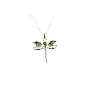 Peridot  Dragonfly Silver Pendant