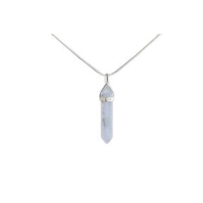 Agate Blue Lace Double Point Pendant