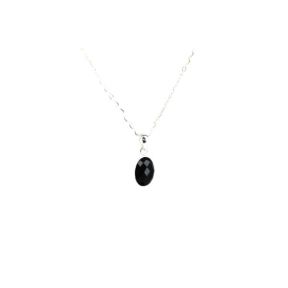 Onyx Faceted Oval Silver Pendant