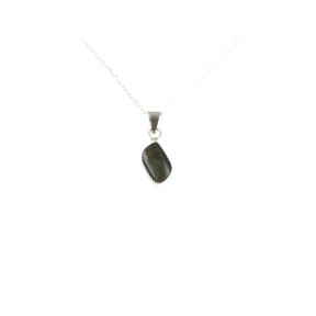 Gold Sheen Obsidian Leaf Silver Pendant