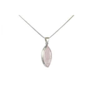 Rose Quartz Marquise Silver Pendant