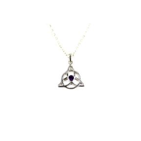 Amethyst Silver Triquetra Pendant
