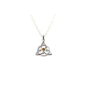 Citrine Triquetra Silver Pendant