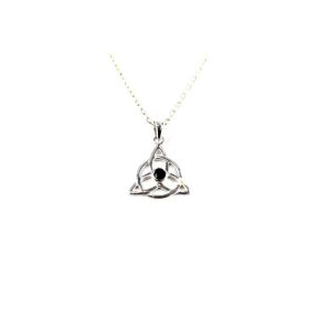 Obsidian Silver Triquetra Pendant