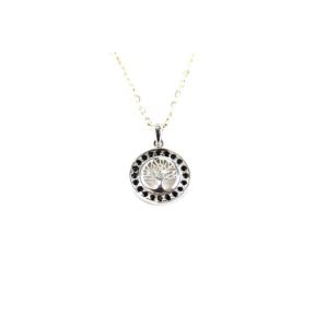 Obsidian Bezel Tree of Life Silver Pendant
