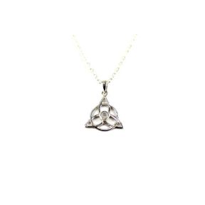 Rainbow Moonstone Triquetra Silver Pendant