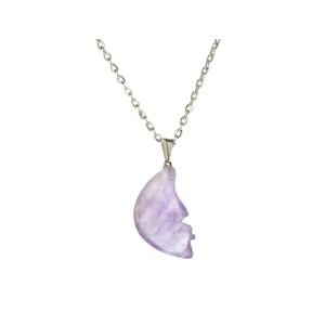 Amethyst Half Moon Face Pendant