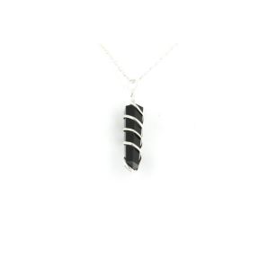 Obsidian Double Point Spiral Pendant