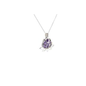 Amethyst Lotus Flower Silver Pendant