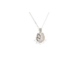 Rose Quartz Lotus Flower Silver Pendant
