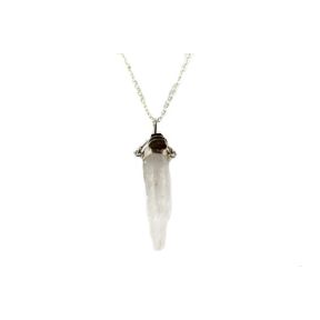 Laser Quartz Point & Tourmaline Silver Pendant