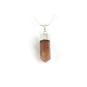 Strawberry Quartz Pencil Pendant