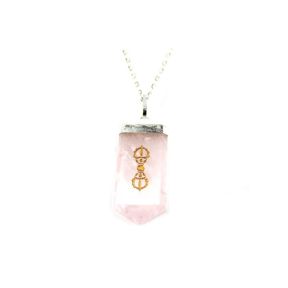 Rose Quartz Dorje Tongue Pendant